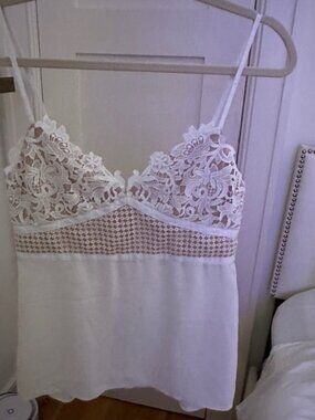 Theory Mixed Lace Top in White / Cream